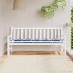 Cuscino per Panca Bianco e Blu 180x50x7 cm in Tessuto Oxford