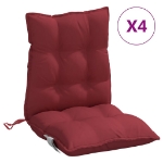 Cuscini per Sedia Schienale Basso 4pz Rosso Vino Tessuto Oxford