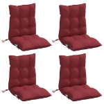 Cuscini per Sedia Schienale Basso 4pz Rosso Vino Tessuto Oxford