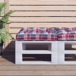 Cuscino per Pallet Motivo a Quadri Rossi 60x60x12 cm in Tessuto