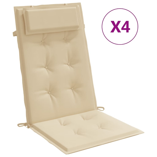 Cuscini per Sedia con Schienale Alto 4 pz Beige Tessuto Oxford