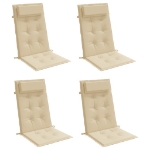 Cuscini per Sedia con Schienale Alto 4 pz Beige Tessuto Oxford