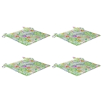 Cuscini per Sedia 4 pz Motivo a Foglie 50x50x3cm Tessuto Oxford