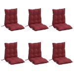 Cuscini per Sedia Schienale Basso 6pz Rosso Vino Tessuto Oxford