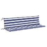 Cuscini Panca Giardino 2pz Righe Bianche Blu 200x50x7cm Tessuto