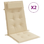 Cuscini per Sedia con Schienale Alto 2 pz Beige Tessuto Oxford