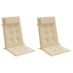 Cuscini per Sedia con Schienale Alto 2 pz Beige Tessuto Oxford