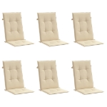 Cuscini per Sedie 6 pz Beige 120x50x3 cm in Tessuto