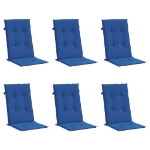 Cuscini per Sedie 6 pz Blu Reale 120x50x3 cm in Tessuto