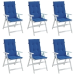 Cuscini per Sedie 6 pz Blu Reale 120x50x3 cm in Tessuto