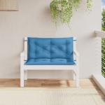 Cuscini Panca Giardino 2pz Blu Mélange 100x50x7cm Tessuto