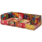 Pouf Modulare a 2 Posti in Tessuto Patchwork