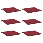 Cuscini per Sedia 6 pz Rosso Vino 40x40x3 cm in Tessuto Oxford