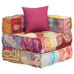 Pouf Modulare con Cuscino in Tessuto Patchwork