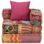 Pouf Modulare con Cuscino in Tessuto Patchwork