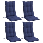 Cuscini Sedia con Schienale Alto 4 pz Blu Marino Tessuto Oxford