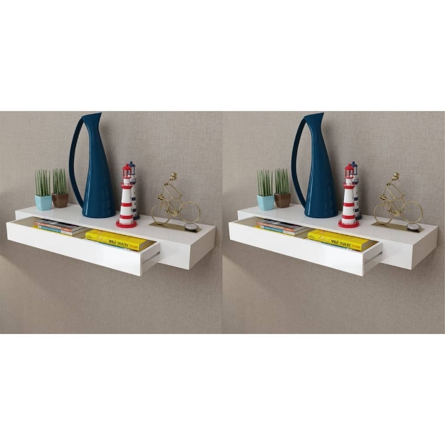 Mensole con Cassetti 2 pz Bianco 80 cm