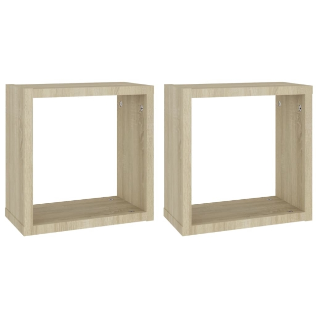 Mensole a Cubo 2 pz Rovere Sonoma 30x15x30 cm