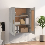 Mobile a Parete Grigio Cemento 69,5x32,5x90cm Legno Multistrato