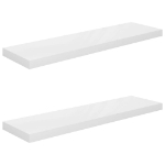 Scaffali a Parete 2 pz Bianco Lucido 90x23,5x3,8 cm in MDF