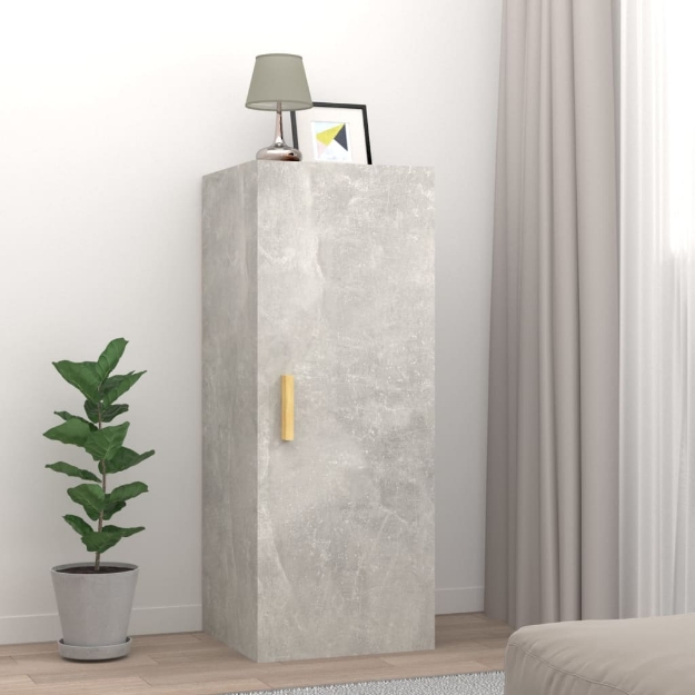 Armadietto a Muro Grigio Cemento 34,5x34x90cm Legno Multistrato