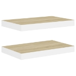 Scaffali a Parete 2 pz Rovere e Bianco 50x23x3,8 cm in MDF