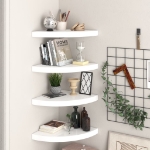 323909 Floating Corner Shelves 4 pcs High Gloss White 35x35x3,8 cm MDF