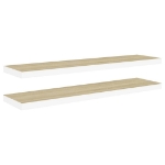 Scaffali a Parete 2 pz Rovere e Bianco 90x23,5x3,8 cm in MDF