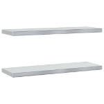 Mensole a Muro 2 pz 75x23,5x3cm Argento in Acciaio Inossidabile