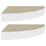 Mensole Angolari 2pz Rovere e Bianco 35x35x3,8 cm in MDF