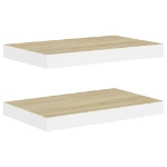 Scaffali a Parete 2 pz Rovere e Bianco 40x23x3,8 cm in MDF