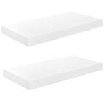 Scaffali a Parete 2 pz Bianco Lucido 50x23x3,8 cm in MDF