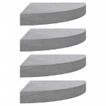 Mensole Angolari 4 pz Grigio Cemento 25x25x3,8 cm in MDF