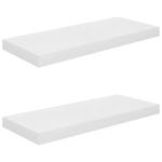 Scaffali a Parete 2 pz Bianco Lucido 60x23,5x3,8 cm in MDF