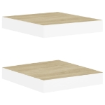 Scaffali a Parete 2 pz Rovere e Bianco 23x23,5x3,8 cm in MDF