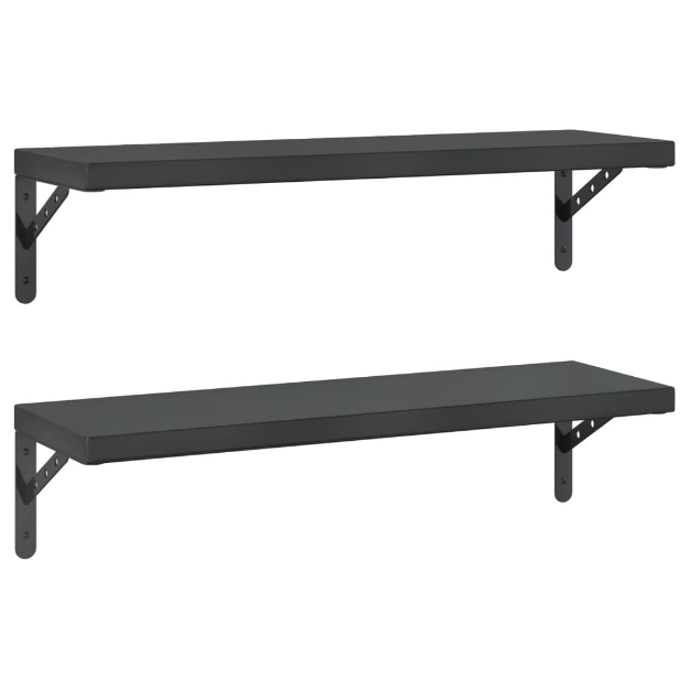 Mensole a Muro 2 pz 75x23,5 cm Nero in Acciaio Inossidabile