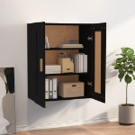 Mobile a Parete Nero 69,5x32,5x90 cm in Legno Multistrato