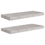 Scaffali a Parete 2 pz Grigio Cemento 60x23,5x3,8 cm in MDF