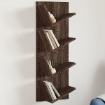 Libreria a Parete a 4 Ripiani Rovere Marrone 33x16x90 cm