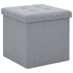 Pouf Pieghevoli con Contenitore 2pz Grigio Chiaro in Simil Lino