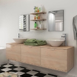 Mobili da Bagno con Lavabo Set 8 pz Beige