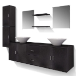 Mobili da Bagno con Lavabo Set 9 pz Nero