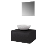 Set Mobili da Bagno 4 pz con Lavabo e Rubinetto Nero