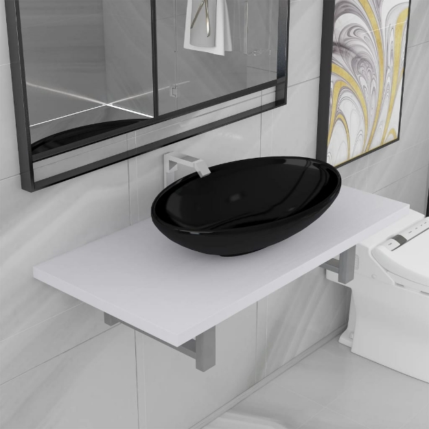 Set Mobili da Bagno 2 pz Ceramica Bianco