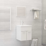 Set Mobili da Bagno 2 pz Bianco Lucido in Legno Multistrato