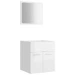 Set Mobili da Bagno 2 pz Bianco Lucido in Legno Multistrato