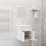 Set Mobili da Bagno 2 pz Bianco Lucido in Legno Multistrato