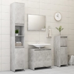 Set Mobili da Bagno 3 pz Grigio Cemento in Truciolato