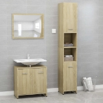 Set Mobili da Bagno 3 pz Rovere Sonoma in Truciolato