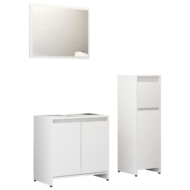 Set Mobili da Bagno 3 pz Bianco in Truciolato